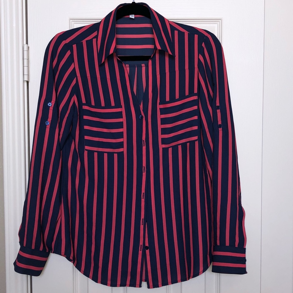 Express pink and navy blouse